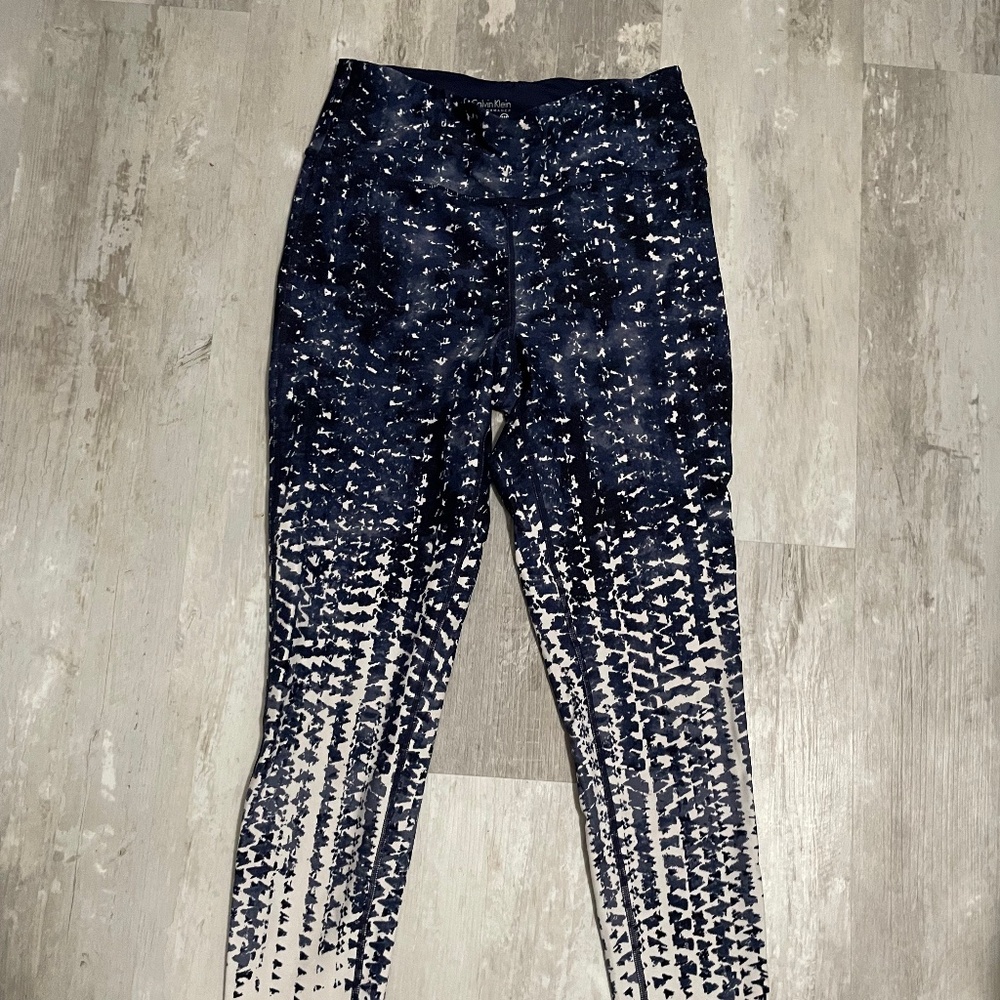 Calvin Klein Performance Leggings  Wick Blue Ombre Abstract Size S